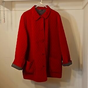 Hilary Radley quilted red jacket